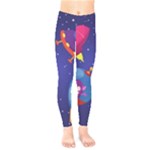 Cartoon Funny Aliens With Ufo Duck Starry Sky Set Kids  Classic Winter Leggings