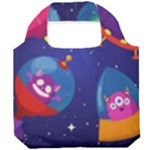 Cartoon Funny Aliens With Ufo Duck Starry Sky Set Foldable Grocery Recycle Bag