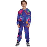 Cartoon Funny Aliens With Ufo Duck Starry Sky Set Kids  Sweatshirt set