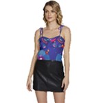 Cartoon Funny Aliens With Ufo Duck Starry Sky Set Flowy Camisole Tie Up Top
