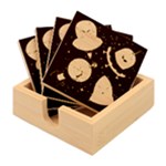 Cartoon Funny Aliens With Ufo Duck Starry Sky Set Bamboo Coaster Set