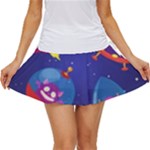 Cartoon Funny Aliens With Ufo Duck Starry Sky Set Women s Skort