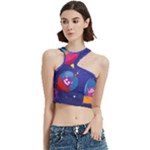 Cartoon Funny Aliens With Ufo Duck Starry Sky Set Cut Out Top