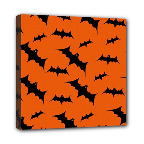 Halloween Card With Bats Flying Pattern Mini Canvas 8  x 8  (Stretched) from ArtsNow.com