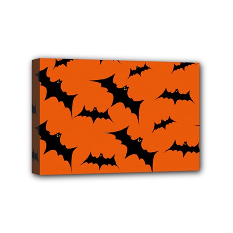 Halloween Card With Bats Flying Pattern Mini Canvas 6  x 4  (Stretched) from ArtsNow.com