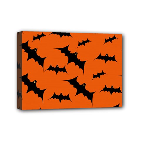 Halloween Card With Bats Flying Pattern Mini Canvas 7  x 5  (Stretched) from ArtsNow.com