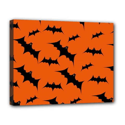 Halloween Card With Bats Flying Pattern Canvas 14  x 11  (Stretched) from ArtsNow.com