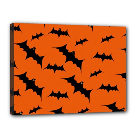Halloween Card With Bats Flying Pattern Canvas 16  x 12  (Stretched) from ArtsNow.com