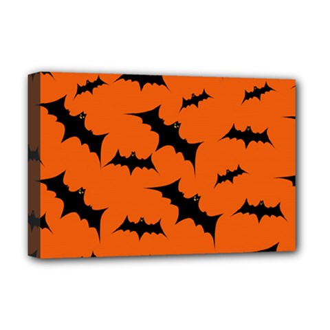 Halloween Card With Bats Flying Pattern Deluxe Canvas 18  x 12  (Stretched) from ArtsNow.com