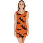 Halloween Card With Bats Flying Pattern Bodycon Dress