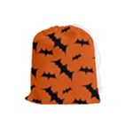 Halloween Card With Bats Flying Pattern Drawstring Pouch (Large)