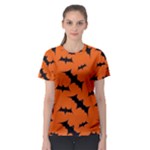 Halloween Card With Bats Flying Pattern Women s Sport Mesh T-Shirt