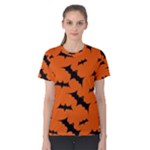 Halloween Card With Bats Flying Pattern Women s Cotton T-Shirt