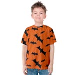Halloween Card With Bats Flying Pattern Kids  Cotton T-Shirt