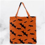 Halloween Card With Bats Flying Pattern Grocery Tote Bag