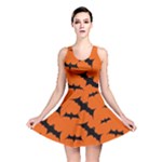 Halloween Card With Bats Flying Pattern Reversible Skater Dress