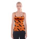 Halloween Card With Bats Flying Pattern Spaghetti Strap Top