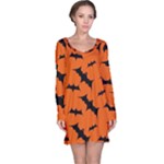 Halloween Card With Bats Flying Pattern Long Sleeve Nightdress