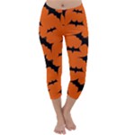 Halloween Card With Bats Flying Pattern Capri Winter Leggings 