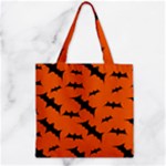 Halloween Card With Bats Flying Pattern Zipper Grocery Tote Bag
