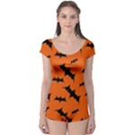 Halloween Card With Bats Flying Pattern Boyleg Leotard 
