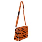 Halloween Card With Bats Flying Pattern Shoulder Bag with Back Zipper
