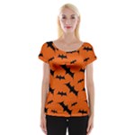 Halloween Card With Bats Flying Pattern Cap Sleeve Top