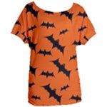 Halloween Card With Bats Flying Pattern Women s Oversized T-Shirt