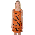 Halloween Card With Bats Flying Pattern Sleeveless Satin Nightdress