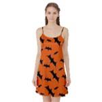 Halloween Card With Bats Flying Pattern Satin Night Slip