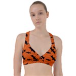 Halloween Card With Bats Flying Pattern Sweetheart Sports Bra