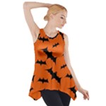 Halloween Card With Bats Flying Pattern Side Drop Tank Tunic