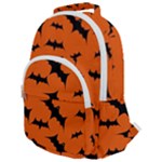 Halloween Card With Bats Flying Pattern Rounded Multi Pocket Backpack