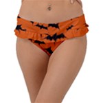 Halloween Card With Bats Flying Pattern Frill Bikini Bottoms