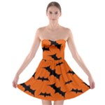 Halloween Card With Bats Flying Pattern Strapless Bra Top Dress