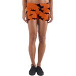 Halloween Card With Bats Flying Pattern Yoga Shorts