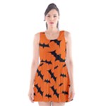 Halloween Card With Bats Flying Pattern Scoop Neck Skater Dress