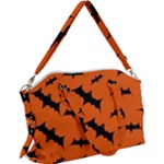 Halloween Card With Bats Flying Pattern Canvas Crossbody Bag