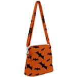 Halloween Card With Bats Flying Pattern Zipper Messenger Bag