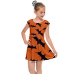 Halloween Card With Bats Flying Pattern Kids  Cap Sleeve Dress