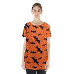 Halloween Card With Bats Flying Pattern Skirt Hem Sports Top
