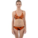 Halloween Card With Bats Flying Pattern Wrap Around Bikini Set
