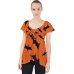 Halloween Card With Bats Flying Pattern Lace Front Dolly Top