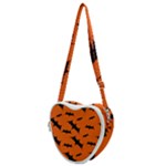 Halloween Card With Bats Flying Pattern Heart Shoulder Bag