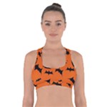 Halloween Card With Bats Flying Pattern Cross Back Sports Bra