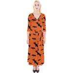 Halloween Card With Bats Flying Pattern Quarter Sleeve Wrap Maxi Dress
