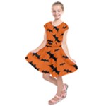Halloween Card With Bats Flying Pattern Kids  Short Sleeve Dress