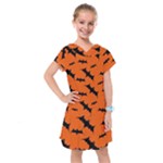 Halloween Card With Bats Flying Pattern Kids  Drop Waist Dress