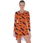 Halloween Card With Bats Flying Pattern Asymmetric Cut-Out Shift Dress