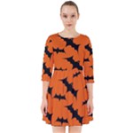 Halloween Card With Bats Flying Pattern Smock Dress